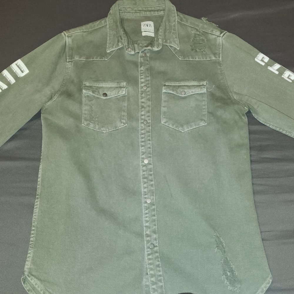 Zara Olive Denim Jacket